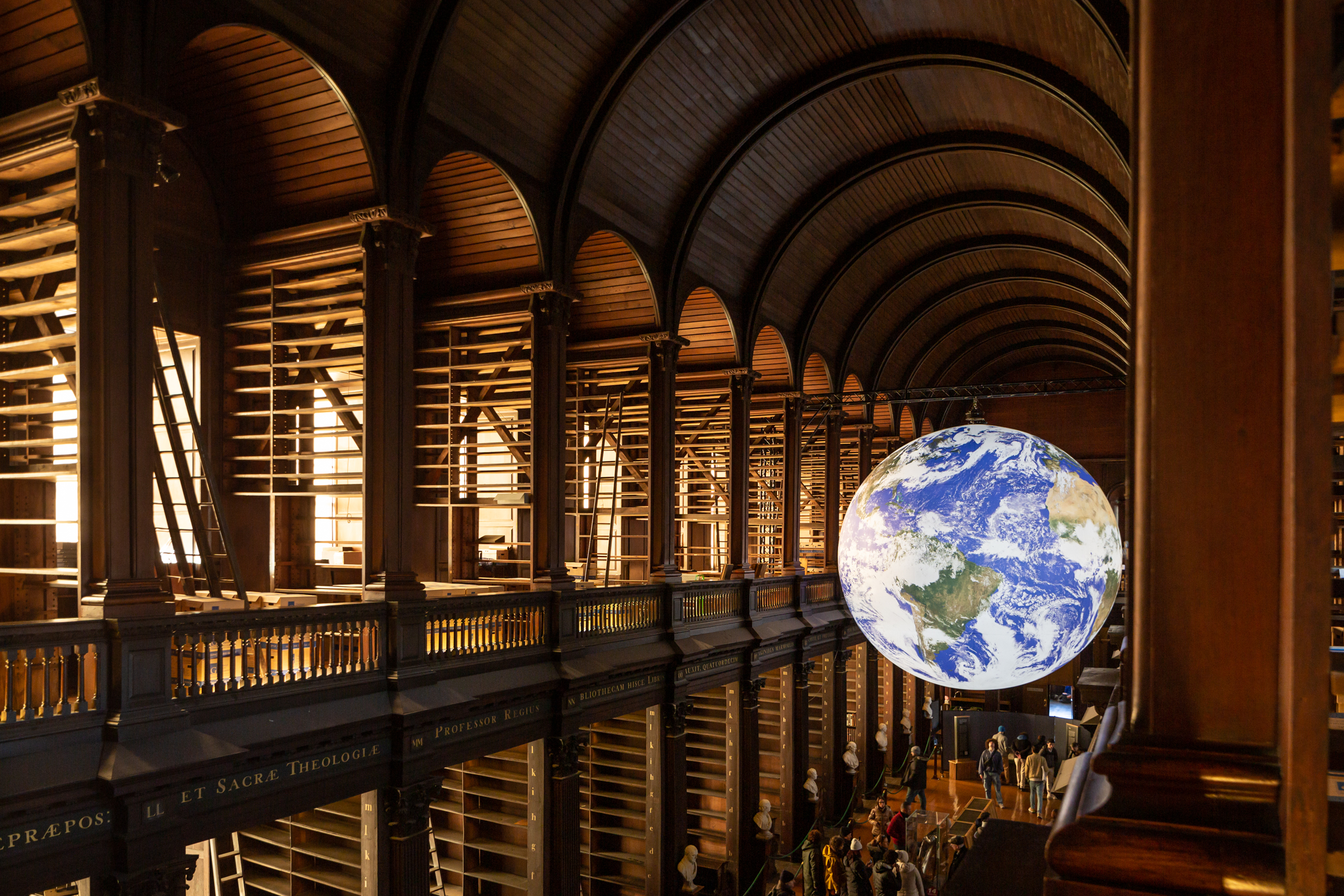 Image of Gaia in the Long Room from the upper gallery