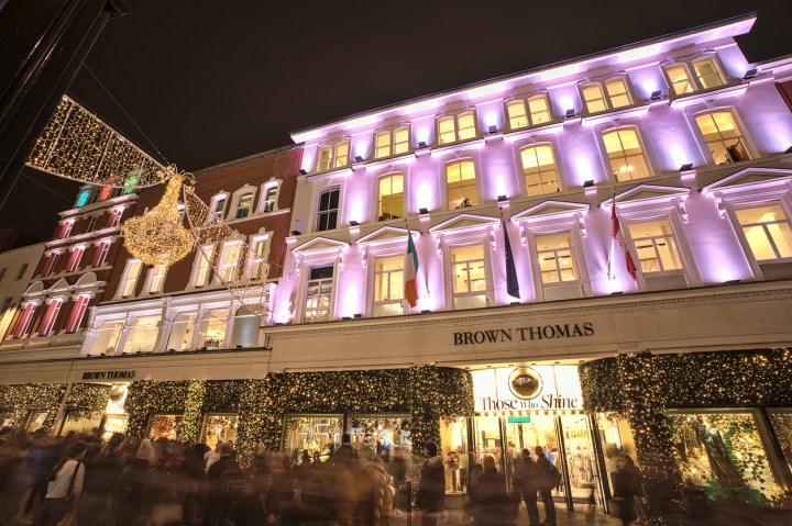Brown Thomas department store on Grafton Street, Dublin lit up and decorated for Christmas