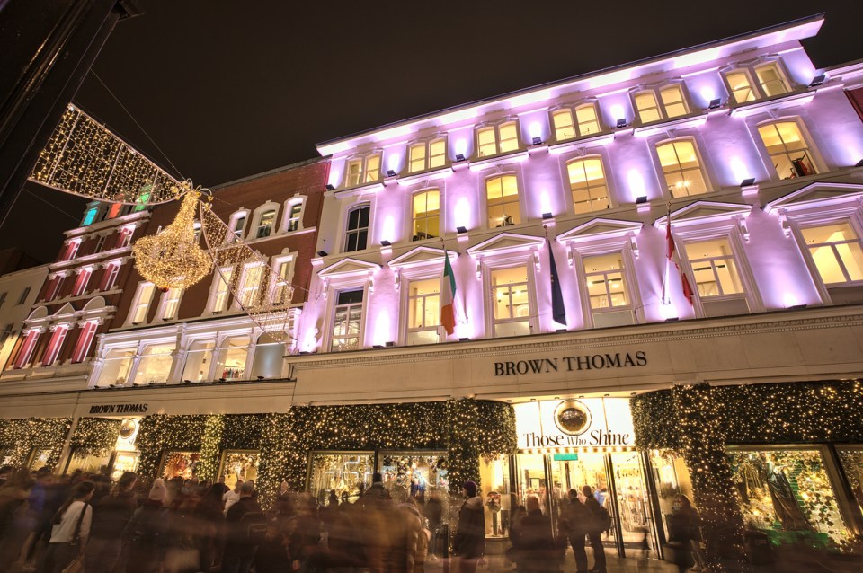 Brown Thomas department store on Grafton Street, Dublin lit up and decorated for Christmas